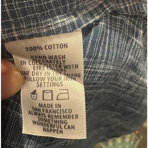 Erica Tanov Blue Plaid Cotton Tunic Shirt – Size 0 - Picture 6 of 7